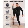 Thermal Underwear for Men Long Johns Set Winter Base Layer Top and Bottom(Black)