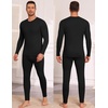Thermal Underwear for Men Long Johns Set Winter Base Layer Top and Bottom(Black)