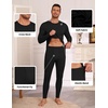 Thermal Underwear for Men Long Johns Set Winter Base Layer Top and Bottom(Black)