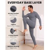 Thermal Underwear for Men Long Johns Set Winter Base Layer Top and Bottom(Dark Grey)