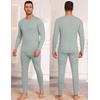 Thermal Underwear for Men Long Johns Set Winter Base Layer Top and Bottom(Grey Green)