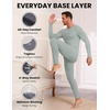 Thermal Underwear for Men Long Johns Set Winter Base Layer Top and Bottom(Grey Green)