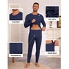 Thermal Underwear for Men Long Johns Set Winter Base Layer Top and Bottom(Navy)