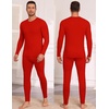 Thermal Underwear for Men Long Johns Set Winter Base Layer Top and Bottom(Red)