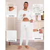 Thermal Underwear for Men Long Johns Set Winter Base Layer Top and Bottom(White)