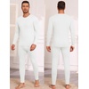 Thermal Underwear for Men Long Johns Set Winter Base Layer Top and Bottom(White)