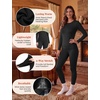 Thermal Underwear for Women Fleece Linen Long John Sets Warm Base Layer(Black/White/Grey)