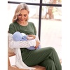 Women 3Pcs Maternity Nursing Pajamas Sets Short Sleeve Breastfeeding Pjs(Army Green)