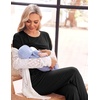 Women 3Pcs Maternity Nursing Pajamas Sets Short Sleeve Breastfeeding Pjs(Black)