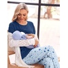 Women 3Pcs Maternity Nursing Pajamas Sets Short Sleeve Breastfeeding Pjs(Blue Floral)