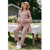 Women 3Pcs Maternity Nursing Pajamas Sets Short Sleeve Breastfeeding Pjs(Dirty Pink)