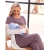 Women 3Pcs Maternity Nursing Pajamas Sets Short Sleeve Breastfeeding Pjs(Magenta)