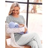 Women 3Pcs Maternity Nursing Pajamas Sets Short Sleeve Breastfeeding Pjs(Striped-light Grey)