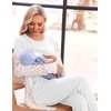 Women 3Pcs Maternity Nursing Pajamas Sets Short Sleeve Breastfeeding Pjs(White)