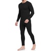 Thermal Underwear for Men Long Johns Set Winter Base Layer Top and Bottom(Black)