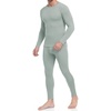 Thermal Underwear for Men Long Johns Set Winter Base Layer Top and Bottom(Grey Green)