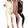 Thermal Underwear for Women Fleece Linen Long John Sets Warm Base Layer(Black/ Dirty Pink/Beige)
