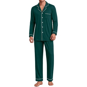 Ekouaer Men’s Pajama Sets Long Sleeve Loungewear Button Down Pjs with Pants(Green)