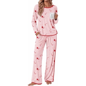 Ekouaer Womens Pajama Sets 2 Piece Striped Loungewear Soft Matching Pjs(Christmas Pink Candy Cane)