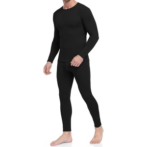 Thermal Underwear for Men Long Johns Set Winter Base Layer Top and Bottom(Black)