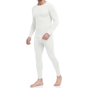 Thermal Underwear for Men Long Johns Set Winter Base Layer Top and Bottom(White)