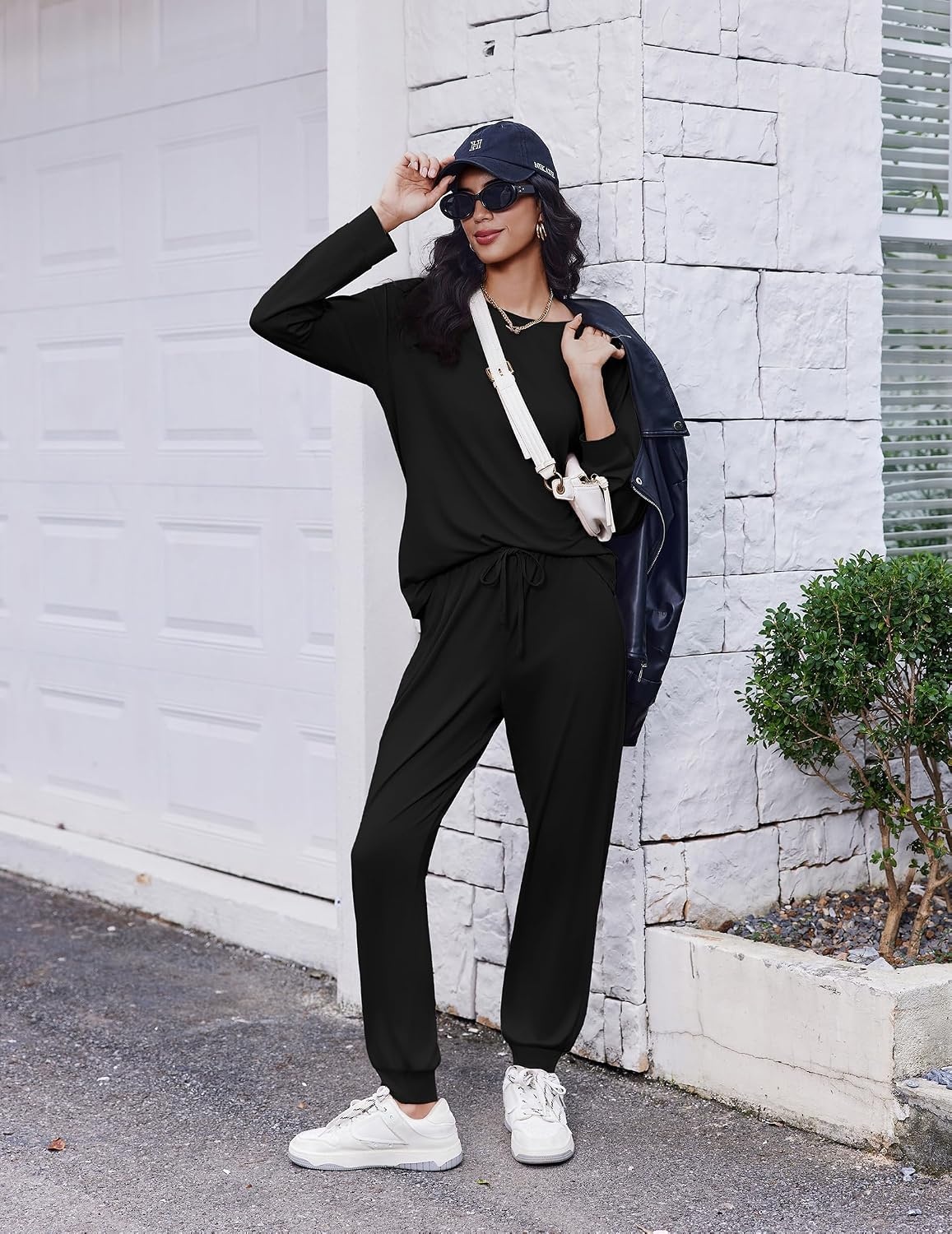 image:imageEkouaer Pajamas for Women Set Long Sleeve Pjs Soft 2 Piece Cozy LoungewearBlack