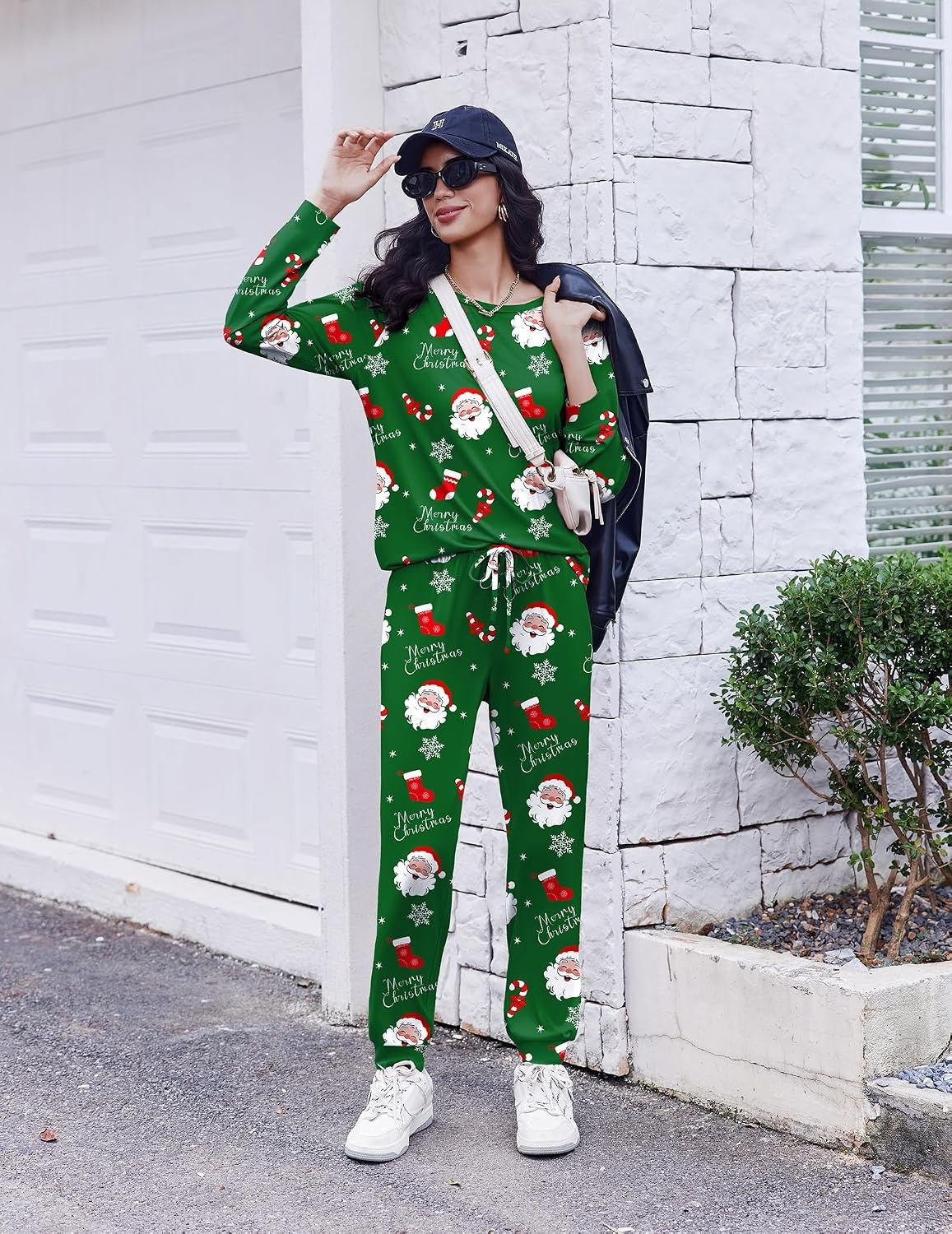 image:imageEkouaer Pajamas for Women Set Long Sleeve Pjs Soft 2 Piece Cozy LoungewearGreen Christmas