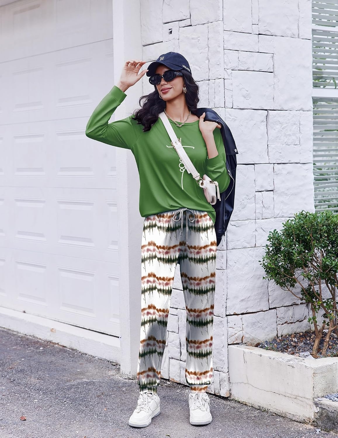 image:imageEkouaer Pajamas for Women Set Long Sleeve Pjs Soft 2 Piece Cozy LoungewearOmbre Green