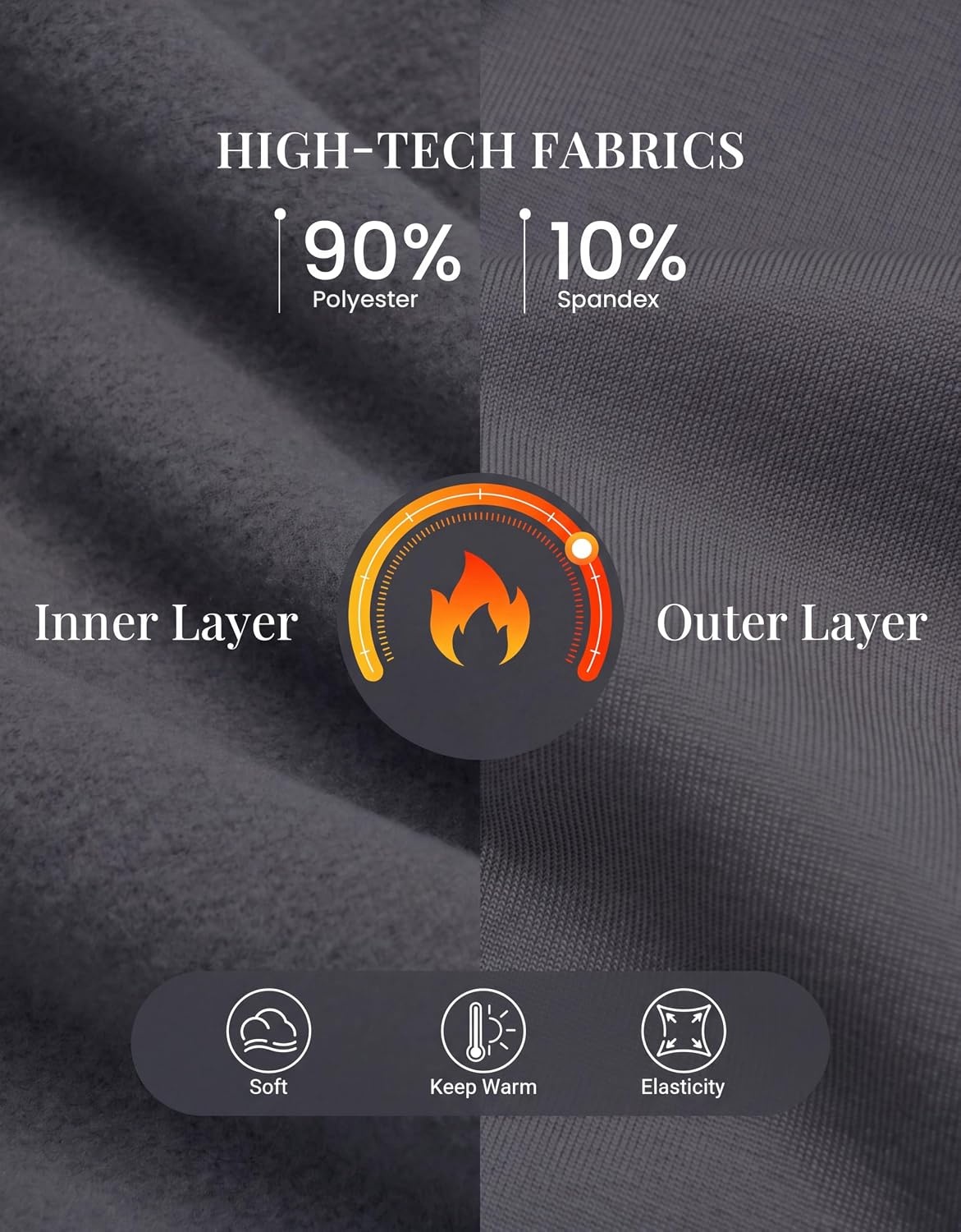 image:imageEkouaer Women Long Sleeve Thermal Shirts Micro Fleece Tops Warm UndershirtsBlackBlackWhiteDark Gray