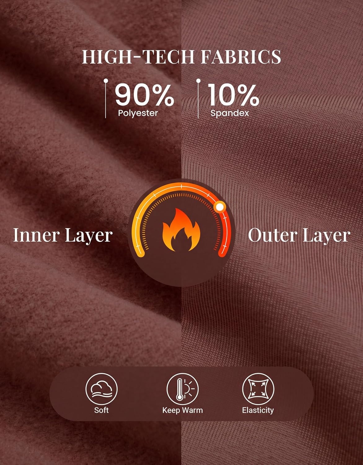 image:imageEkouaer Women Long Sleeve Thermal Shirts Micro Fleece Tops Warm UndershirtsBrown