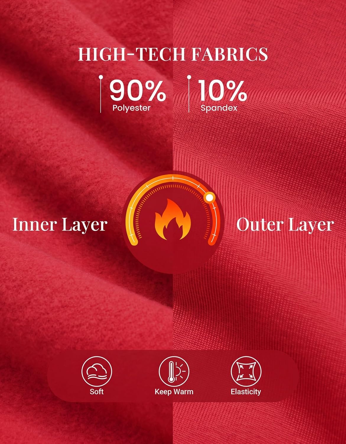 image:imageEkouaer Women Long Sleeve Thermal Shirts Micro Fleece Tops Warm UndershirtsRed