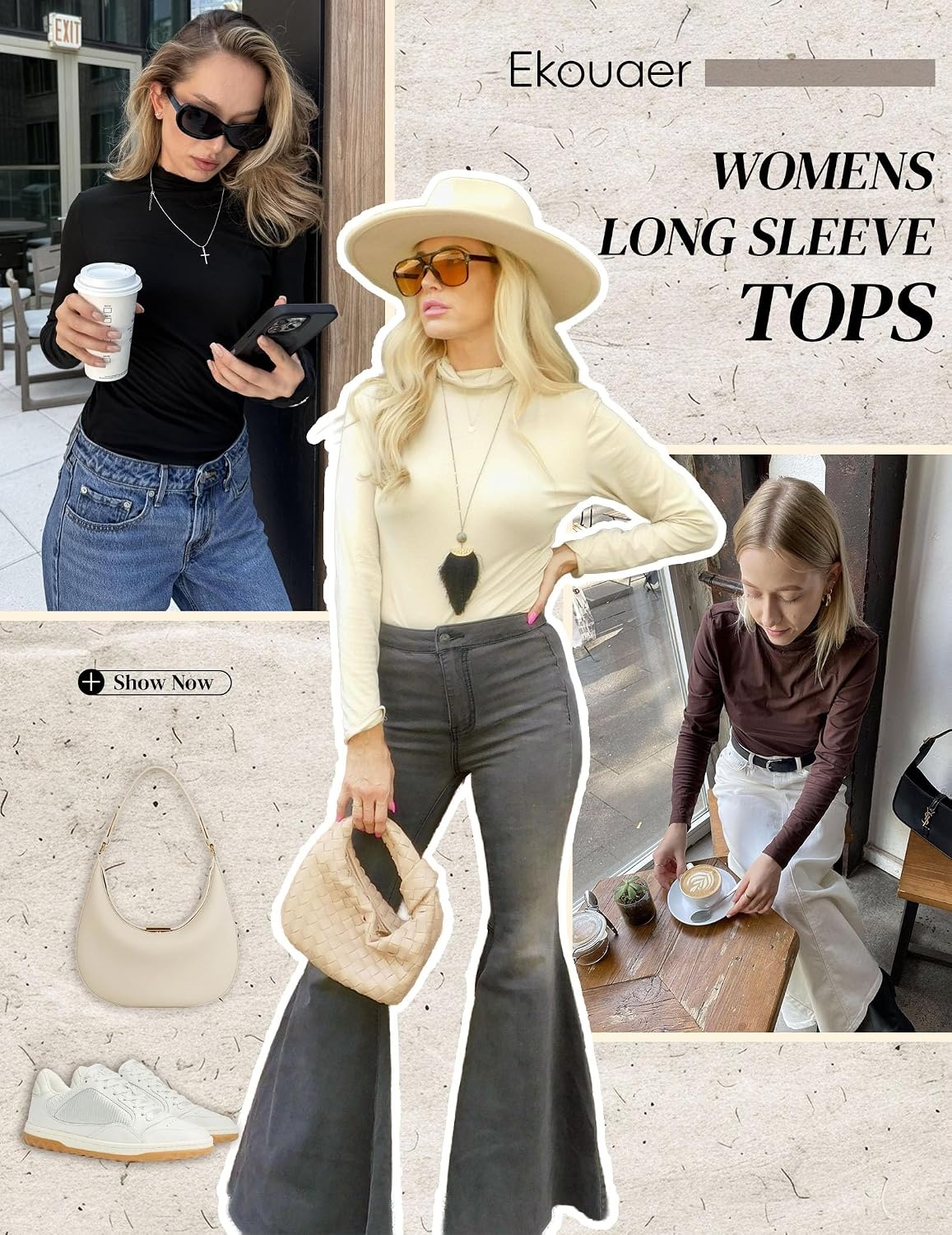 image:imageTurtleneck Tops for Women Long Sleeve Base Layer Thermal Underwear ShirtsKhaki