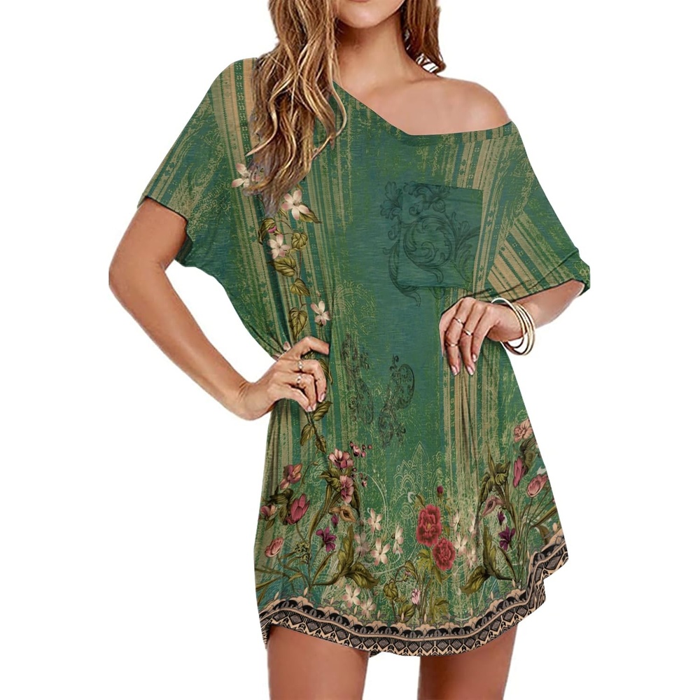 image:imageEkouaer Cotton Nightgowns for Women Oversized Sleep Shirt Tshirt Night GownGreen Floral