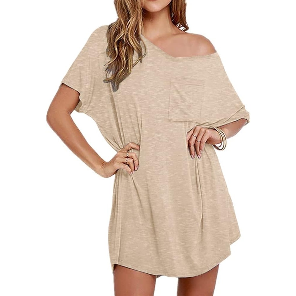 image:imageEkouaer Cotton Nightgowns for Women Oversized Sleep Shirt Tshirt Night GownKhaki