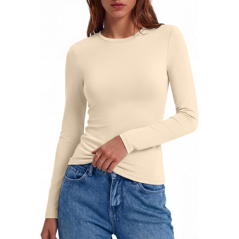 image:imageEkouaer Women Long Sleeve Thermal Shirts Micro Fleece Tops Warm UndershirtsCbeige