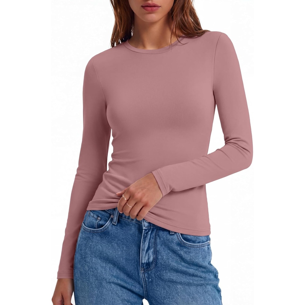 image:imageEkouaer Women Long Sleeve Thermal Shirts Micro Fleece Tops Warm UndershirtsPink