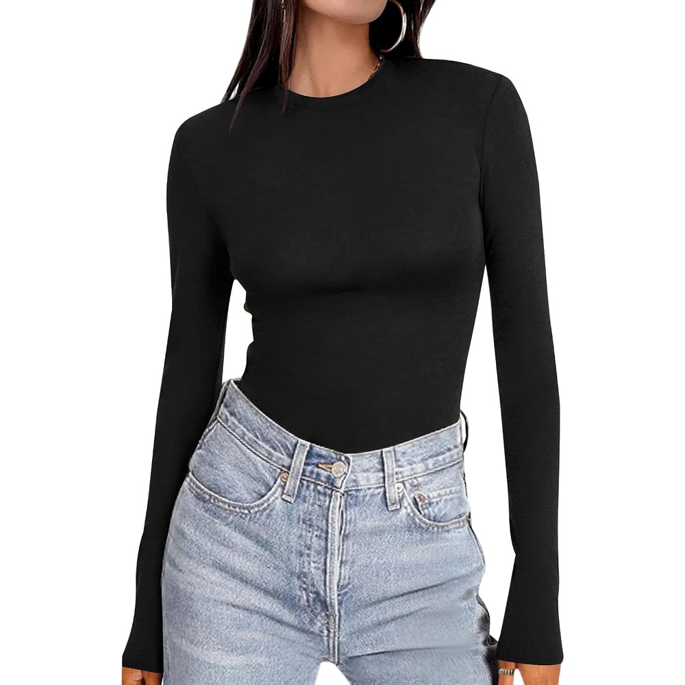 image:imageEkouaer Womens Long Sleeve Shirts Tight Fitted Tops Thermal UnderscrubsAblack