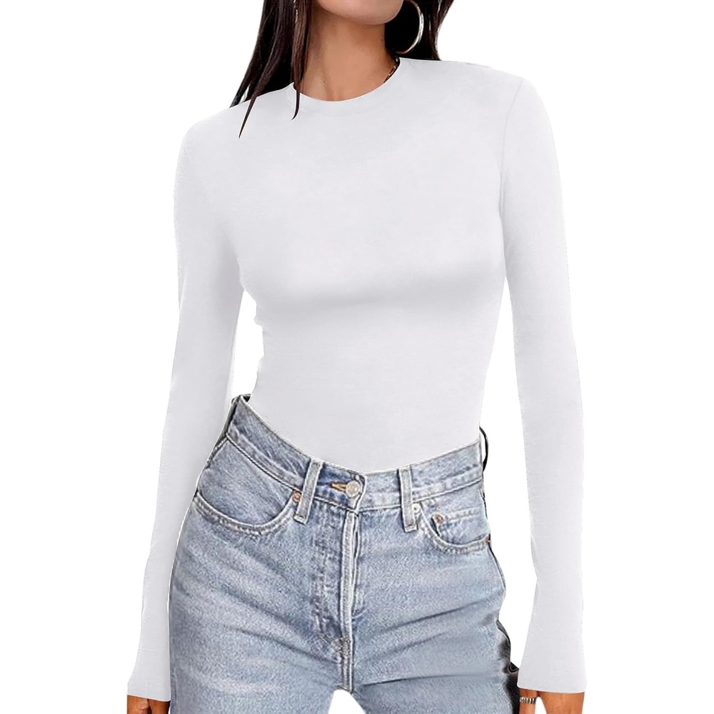 image:imageEkouaer Womens Long Sleeve Shirts Tight Fitted Tops Thermal UnderscrubsBwhite