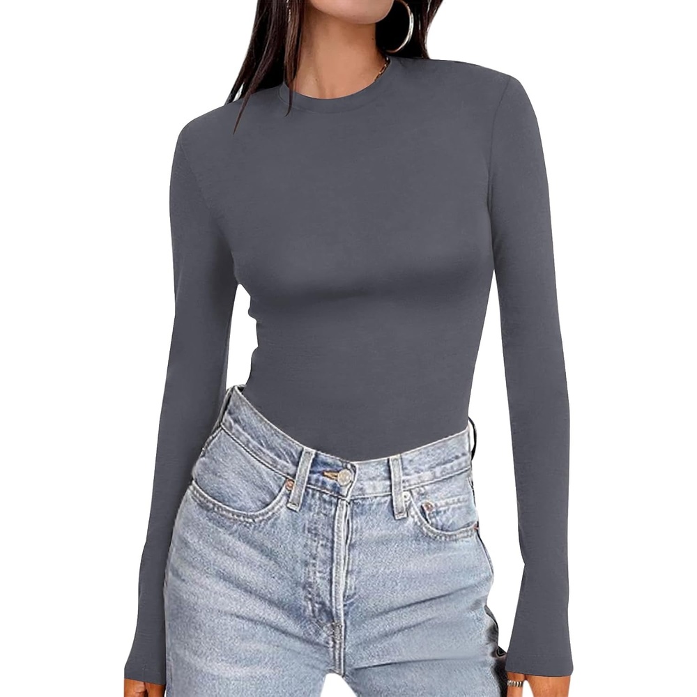 image:imageEkouaer Womens Long Sleeve Shirts Tight Fitted Tops Thermal UnderscrubsDarkgrey