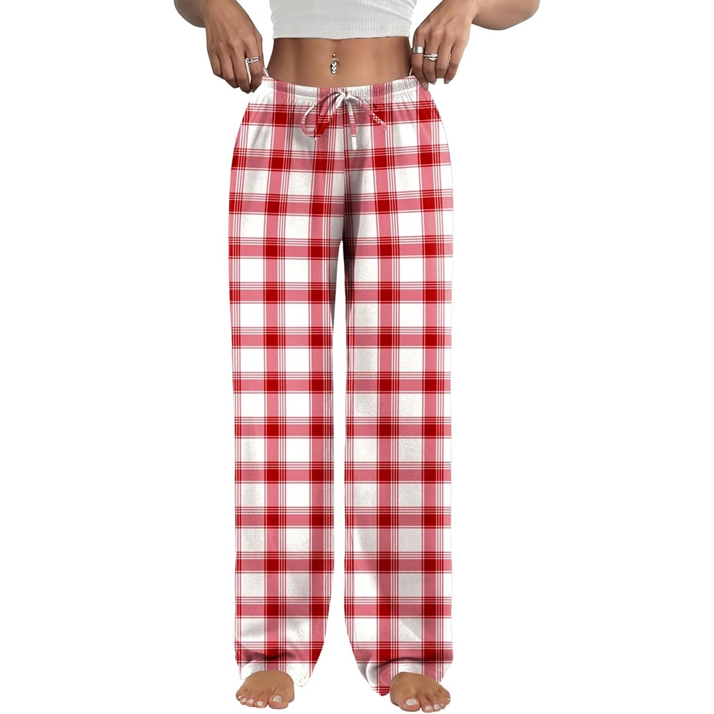image:imageEkouaer Womens Pajama Pants Lounge Pants Soft Drawstring Pj BottomsRed Plaid