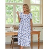 Ekouaer Cotton Long Nightgowns for Women Vintage House Dress with Pockets(Blue Floral)