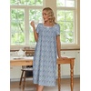 Ekouaer Cotton Long Nightgowns for Women Vintage House Dress with Pockets(Blue With White Flowers)