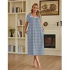 Ekouaer Cotton Long Nightgowns for Women Vintage House Dress with Pockets(Blue With White Flowers)