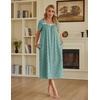 Ekouaer Cotton Long Nightgowns for Women Vintage House Dress with Pockets(Green With White Flowers)