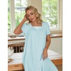 Ekouaer Cotton Long Nightgowns for Women Vintage House Dress with Pockets(Light Blue)