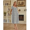 Ekouaer Cotton Long Nightgowns for Women Vintage House Dress with Pockets(Little Flower)