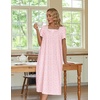 Ekouaer Cotton Long Nightgowns for Women Vintage House Dress with Pockets(Pink Floral)