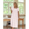 Ekouaer Cotton Long Nightgowns for Women Vintage House Dress with Pockets(Pink Flower)
