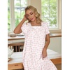 Ekouaer Cotton Long Nightgowns for Women Vintage House Dress with Pockets(Pink Flower)