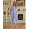 Ekouaer Cotton Long Nightgowns for Women Vintage House Dress with Pockets(Purple Speckle)